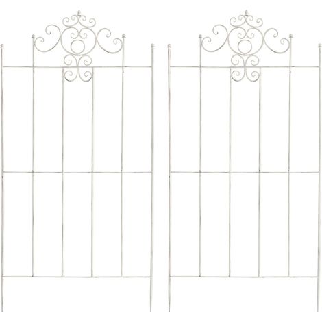 Set 2 supporti a traliccio per piante rampicanti in metallo bianco invecchiato 100003842