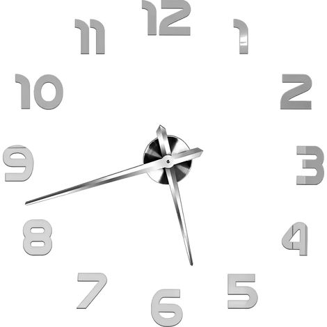 Orologio da parete 3D color argento, moderno, di grandi dimensioni, decorativo, per interni. (1/5)