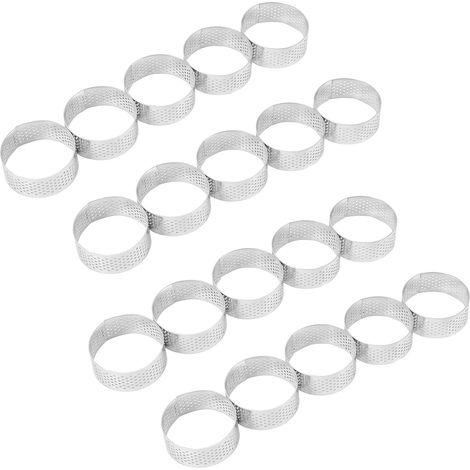 Pack of 20 Stainless Steel 5cm Heat Resistant Perforated Cake Foam Rings (1/5)