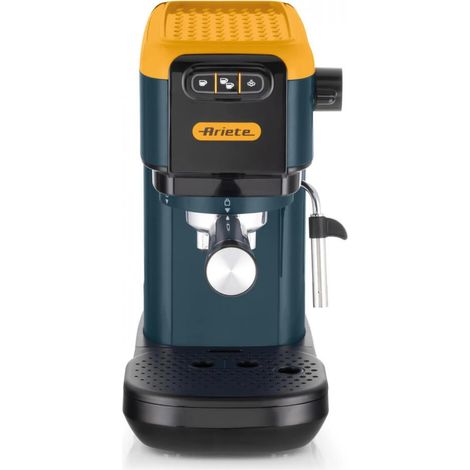 Cafetera espresso Ariete 1399 Mango Yellow, para cápsulas y polvos ESE, 1300 W, capacidad de 1,1 l, presión de 15 bares, filtro para 1 o 2 tazas y cápsulas ESE, capuchino, amarilla