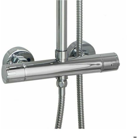 Mitigeur thermostatique rond double sortie chromé - HAWUJ - Pour colonne douche (1/4)