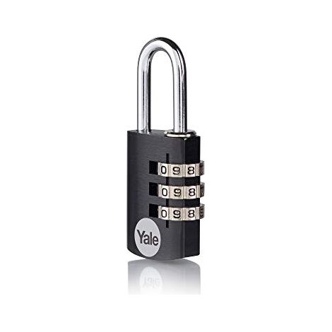 CANDADO COMBINACION ALUMINIO 20MM. NEGRO YE3CB/20/121/BK (Venta minima 2 Unidades)