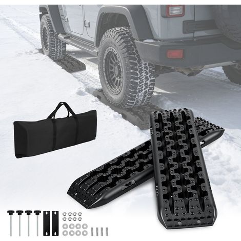 Wolketon Placas de arena para coche de PP negro con bolsa de transporte y soporte para arena, barro y nieve (1/5)