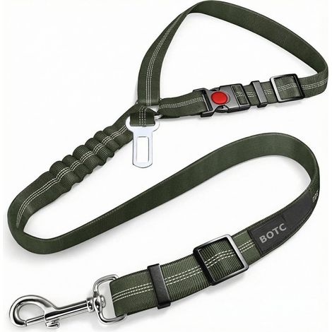 Ceinture de sécurité pour chien en voiture - Ceinture 3 en 1 - Réfléchissante - Vert militaire (1/5)