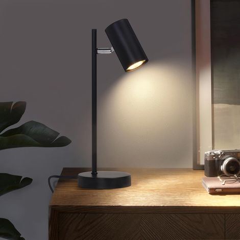 ZMH Lampe de Chevet Lampe de Table Noire Salon - Lampe de Table GU10 Pivotante Moderne à 350 ° Chambre à Coucher en métal Lampe de Bureau avec câble pour Table de Chevet Bureau (1/5)