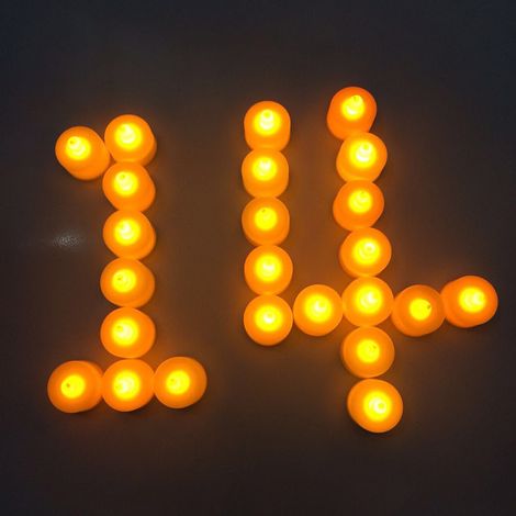 Lot de 24 lampes bougies électroniques LED à boîtier blanc et piles jaunes, petite taille, parfaites pour la Saint-Valentin ou les anniversaires. (1/5)