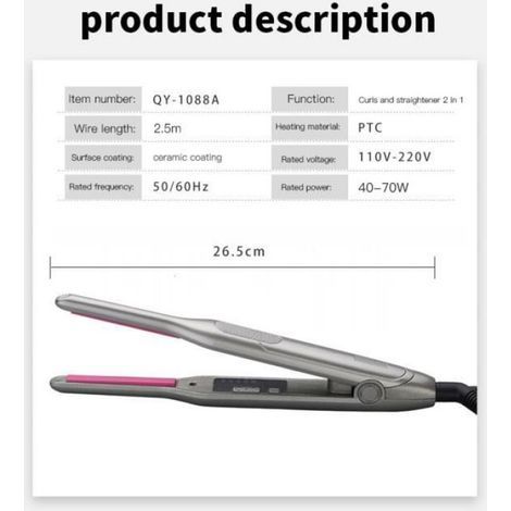 Professionelles Glätteisen für kurzes Haar, Glätteisen, 2-in-1, LED-Haarstyling, Keramik, für Bartstyling, Locken (1/5)