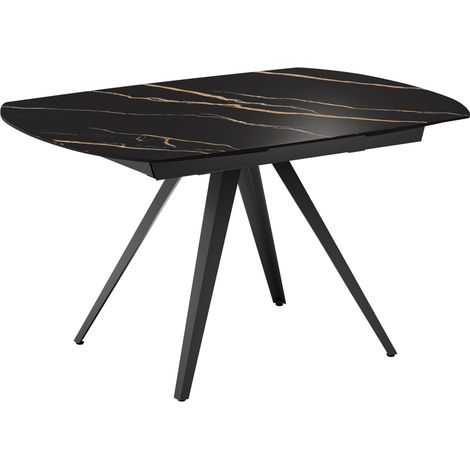 Tavolo Allungabile Kyoto 140 90x140/200x75 cm Top in Ceramica Gambe in Metallo Marmo Portoro Nero (1/3)