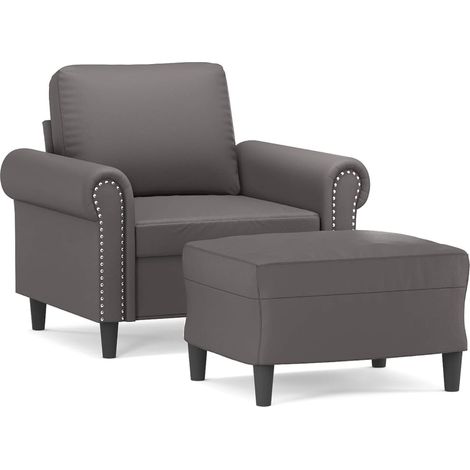 Maison Exclusive - Sessel mit Hocker Grau 60 cm Kunstleder
