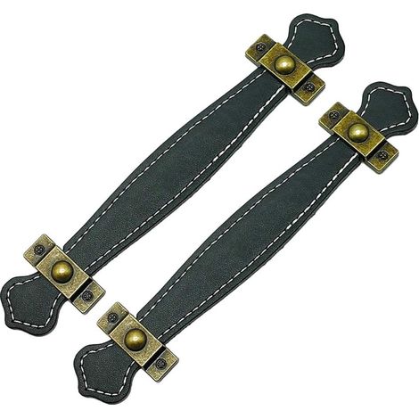 Lot De 2 Poignées De Tiroir En Cuir Pu Style Vintage Pour Porte Placard Cuisine Salle De Bain Atelier Commode Et Malle 19.00 X 3.60 X 0.80 Cm (1/5)