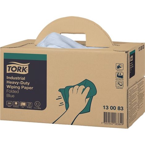 TORK Extra Starke Industrie Papierwischtücher 3-lagig gefaltet in Handy Box (1/4)