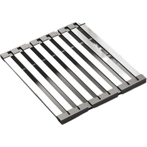 Égouttoir enroulable en acier inoxydable, tapis de cuisine pliable à poser sur l'évier, égouttoir enroulable de 50 cm x 32,5 cm, design compact (1/5)