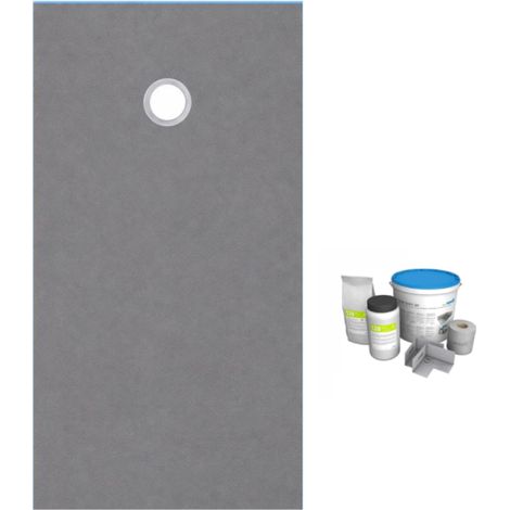 Receveur de douche à carreler 160 x 100 WEDI Fundo Primo rectangle écoulement excentré + kit d'étancheité