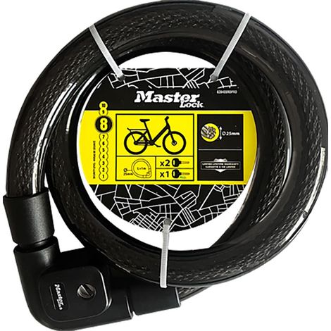 Cable de acero trenzado con cubierta de pvc, con llave, ø2,5 x 100 cm, blister