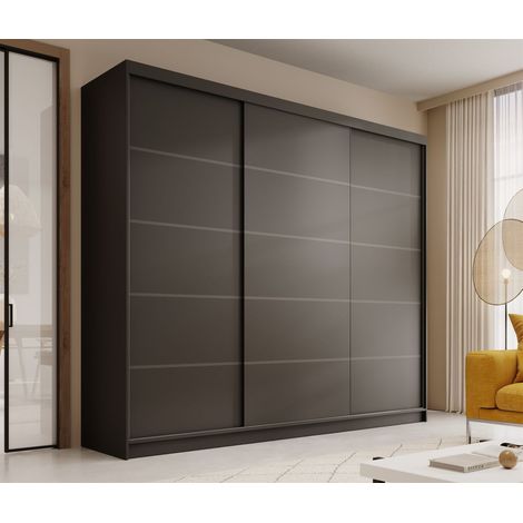 Schiebetürenschrank Schrank LUND in Schwarz matt 250x215x58 cm (1/4)