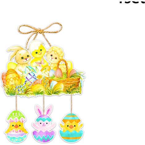 Guirlande Porte Paques - Lapin Figurine Décor Mur Porte Intérieur - 30 cm - Papier Cartonné - 1 Pièce (1/5)