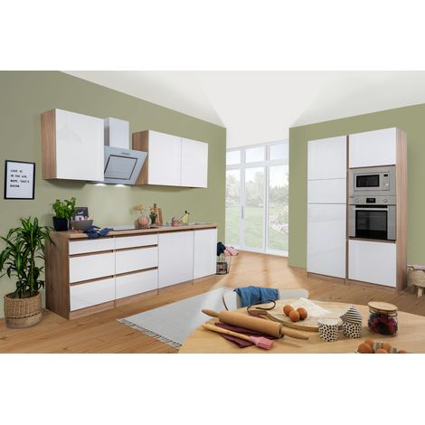 Cuisine Kitchenette sans poignée Chêne blanc Lorena 345 cm Respekta
