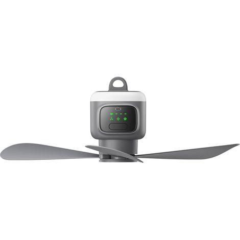 Ventilateur de plafond rechargeable 45 cm avec lumière - Batterie 12 000 mAh - 4 vitesses - Minuterie 8 heures - Jusqu'à 16 heures d'autonomie - Convient pour terrasse, auvent, tente, véranda et campi (1/5)