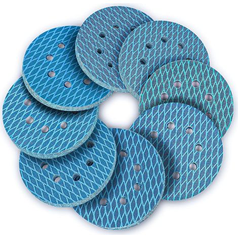 Stebruam 64 Pcs Sanding Discs 8 Holes Grit Mix 60-400  5 Inch Diamond Shaped Paper Sanding Paper Ideal for Eccentric Sander (1/5)