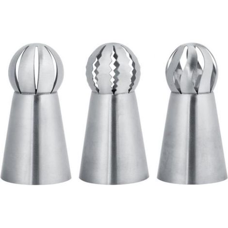 Douille Pâtisserie - Acier Inoxydable - Pour Décoration Gâteau Cupcake Dessert - 3 Pièces (1/3)