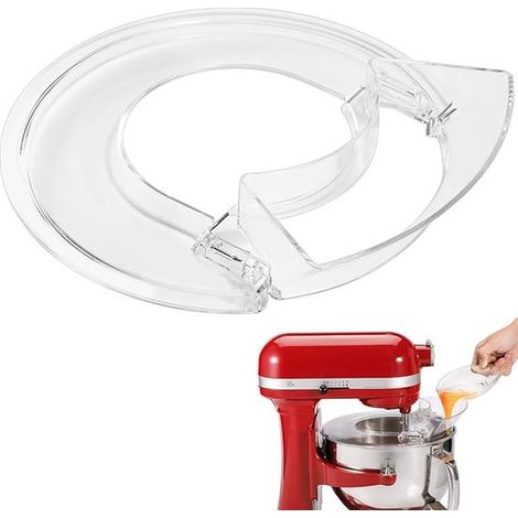 Pare-éclaboussures adapté aux robots pâtissiers KitchenAid avec bol relevable (5,5-7 litres) avec bec verseur et pare-éclaboussures, 25,4 cm (10 pouces) (1/5)