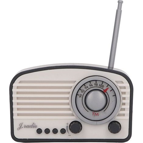 Mini Radio Vintage pour Maison de Poupée - Modèle Réaliste Décoratif Noir pour Enfants (1/5)