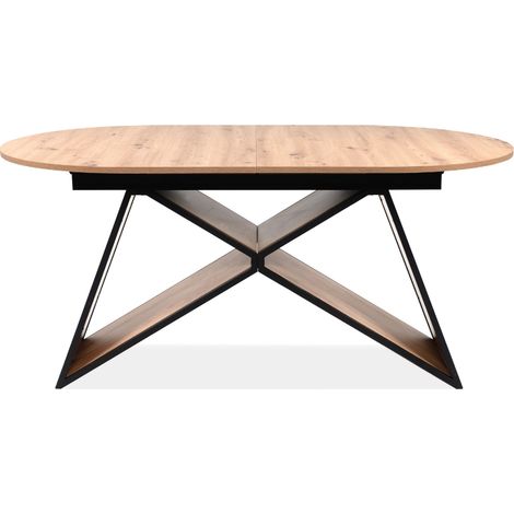 Tavolo da pranzo allungabile da 160 a 200 cm decorato in rovere artigianale e nero - TILIA