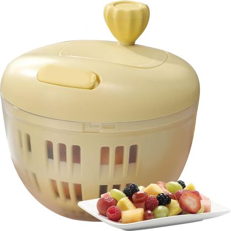 Crrynuo 1 pièce - Séchoir manuel pour fruits et légumes - Jaune citron - Centrifugeuse à salade - Rapide et efficace (1/5)