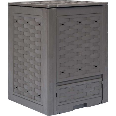 vidaXL Compostiera Giardino Marrone 60x60x83 cm 300 L Rattan
