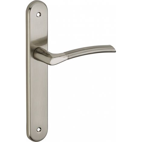 Thirard – Poignée de porte Eris sans trou bdc – Acier embouti – Finition nickelée brossée – Entr'axe 195mm – Pour portes intérieures (1/2)