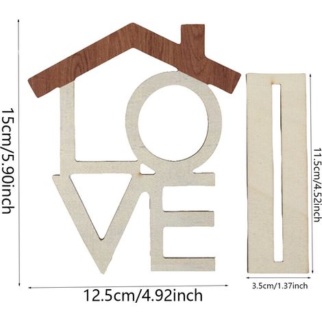 Décoration intérieure en bois de la série HOME, ornements en bois créatifs en forme de maison avec lettres, décoration chaleureuse, panneau en bois LOVE (1/3)