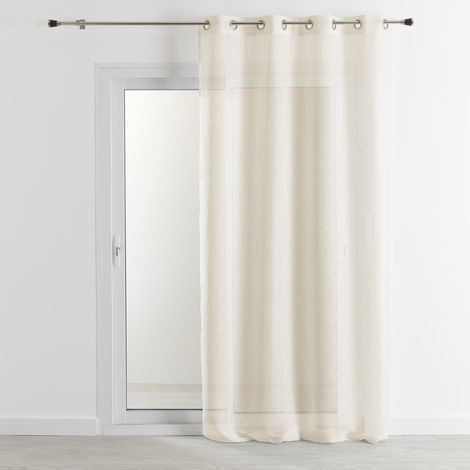 Rideau voilage 100% lin fluide Ecru 140x260 cm (1/4)