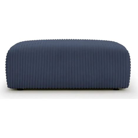 MILA - Pouf en velours côtelé Bleu 110x72x40 (1/5)
