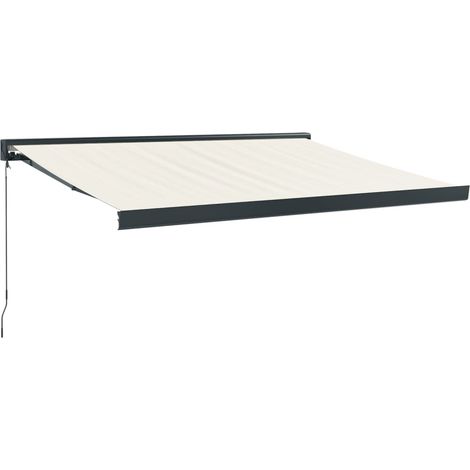 Auvent rétractable de terrasse mural protection solaire aluminium et tissu crème 3,5 x 2,5 m (1/5)