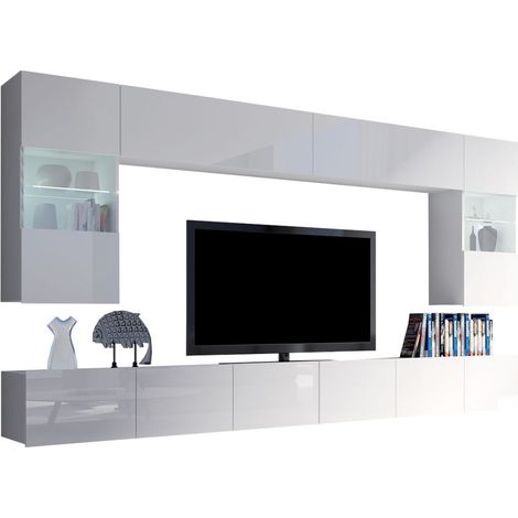 Conjunto de salón Remus I, Blanco + Blanco brillante