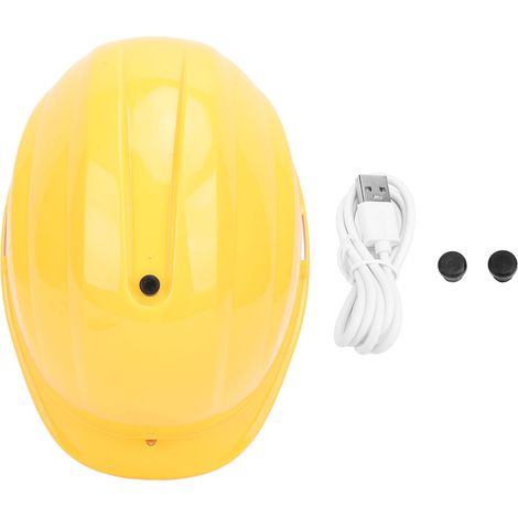 Ortviai Casque de Sécurité Climatisé avec Double Ventilateur, Massage et Batterie 8000 mAh – Jaune (1/5)