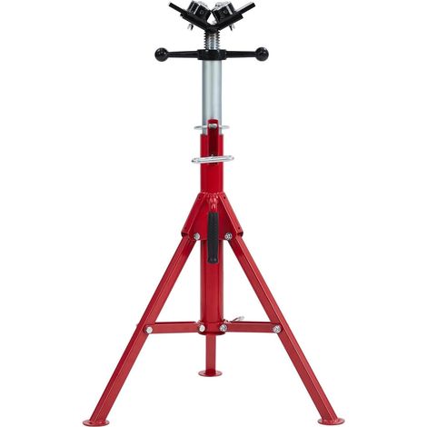 Support de Tuyau à tête en V Pliable - Hauteur réglable 71-132 cm - Capacité 2 500 LB - Acier Robuste, Transfert à 4 Billes - pour Tubes 3-305 mm, idéal Soudure - 4 têtes à Billes (1/5)