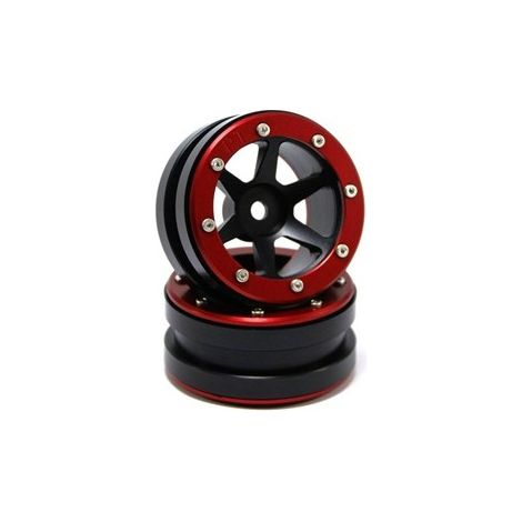 Beadlock Wheels PT- Slingshot Black/Red 1.9 (2 pcs)