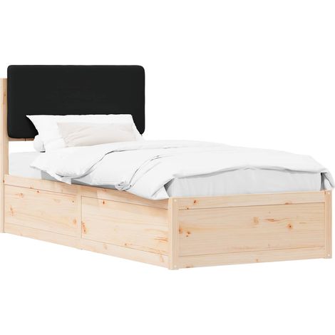 Letto con Testiera Rivestita Nero 80 x 200 cm Pino massello vidaXL
