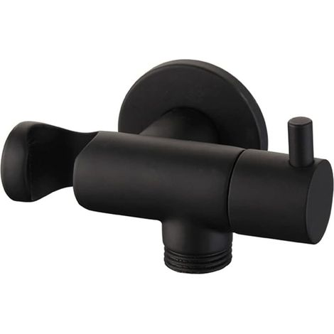 Designer-WC-/Bidet-Duschset in Mattschwarz – Komplettes Set aus massivem Messing mit integriertem Absperrventil, Wandhalterung und 120 cm Schlauch – Nur für Kaltwasser (1/5)