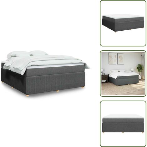 Sommier à lattes de lit avec matelas Gris foncé 180x200cm Tissu - Sommier À Lattes De Lit - Sommiers À Lattes De Lit - Lit - Meuble De Chambre À Coucher (1/5)