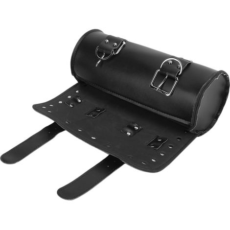 Sacoche Moto Cuir Synthétique Imperméable Grand Espace Rangement Universel Robuste Bagagerie Noire (1/5)