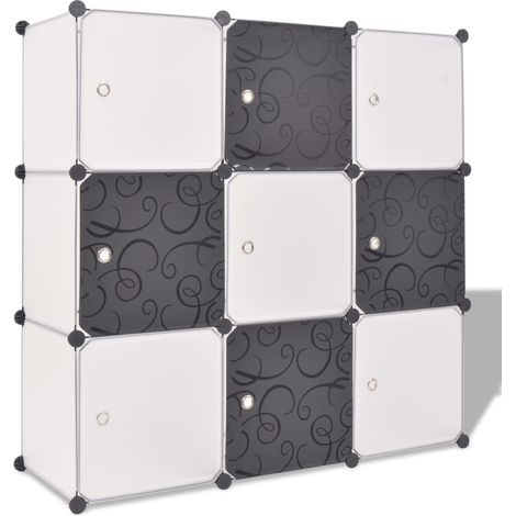 Organisateur de rangement cube avec 9 compartiments Noir-Blanc (1/5)
