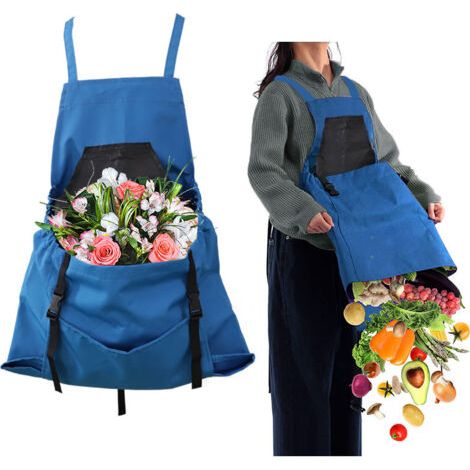 Cross Back Gardening Apron with Deep Kangaroo Release Pockets, Adjustable Waterproof Canvas, for Vegetable Gardening (1/5)