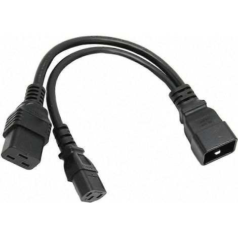 Câble d'alimentation en Y IEC320 C19-C13 vers C20, adaptateur secteur pour PC, HDTV et moniteur, norme professionnelle, cordon de raccordement double (1/4)