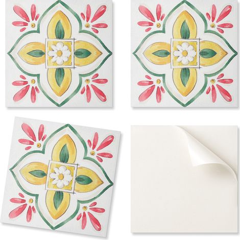 Azulejos de pared de PVC con estampado floral para decoraci贸n de habitaciones, enmarcados, 4x50x50 cm.