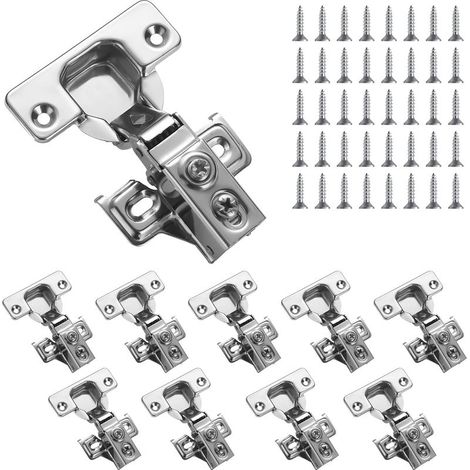 Charnières d'armoire, lot de 10 charnières inox Overlay Soft Close, pour armoire de cuisine Charnière de porte, avec vis de fixation (1/5)