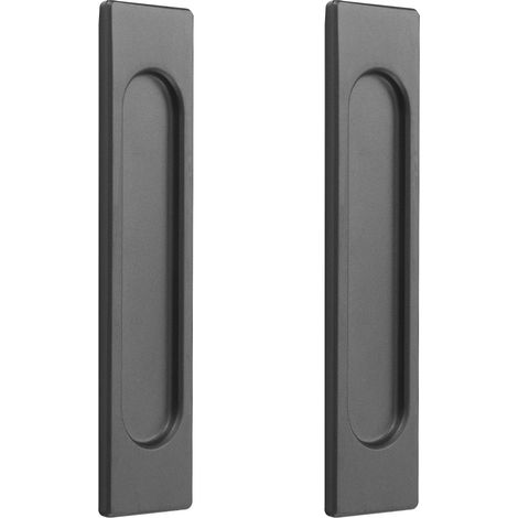 2x Poignées de Porte Coulissante Ovales Autocollantes - Poignée Porte Coulissante Aluminium Or Mat, sans Perforation pour Portes de Grange, Fenêtres, Armoires (Gris)
