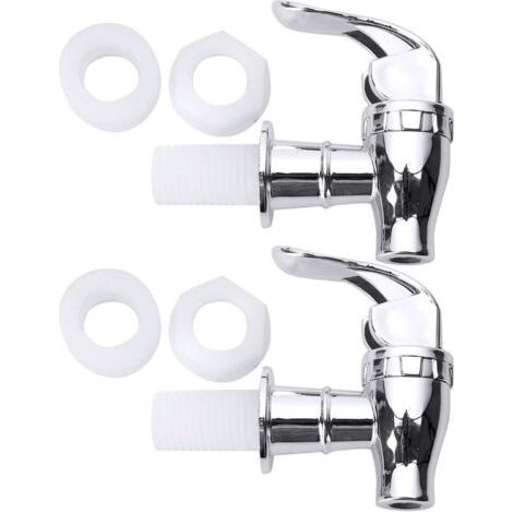 BUNTHAUS Lot de 2 robinets de baril en acier inoxydable pour distributeur de vin, remplacement pour bouteilles de boissons, canettes de bière, cafetière, seau à lait, argent B 17 mm (1/5)