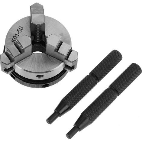 K01-50 Mandrin manuel à spirale de 50 mm pour le travail du bois, mini mandrin à main avec 3 mors et filetage de montage (1/5)